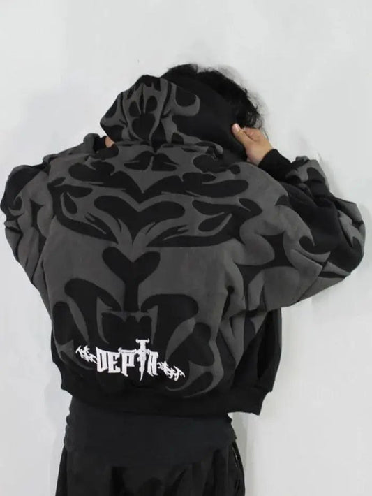 Tribal Shadow Depth Hoodie – Oversized Urban Fit by Urbon Cloth