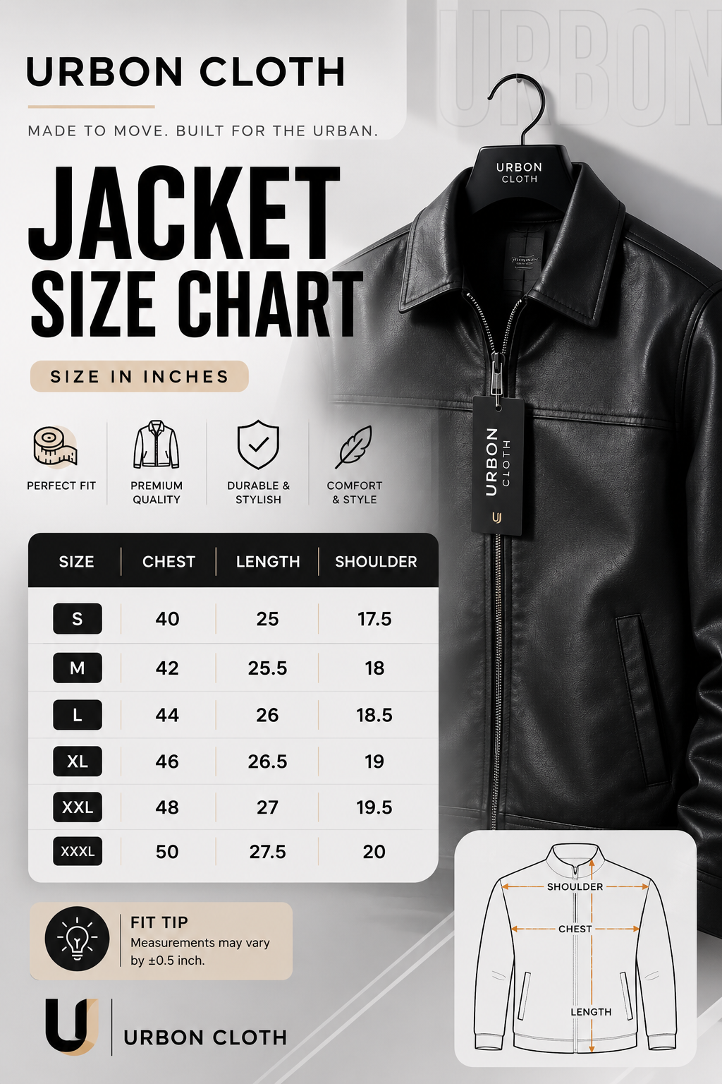 Men’s Black Foxy Leather Jacket – Urbon Street Style