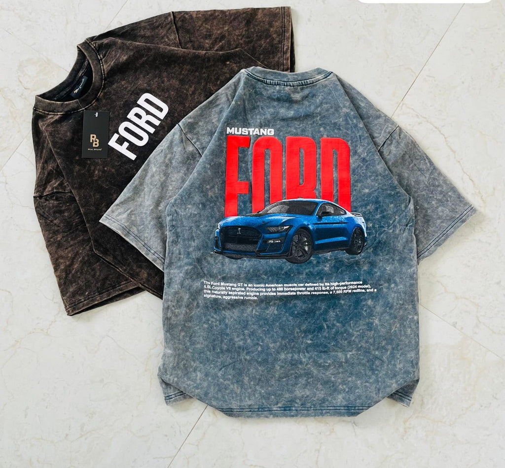 Mustang Ford Acid Wash Oversized Tee – Premium Streetwear