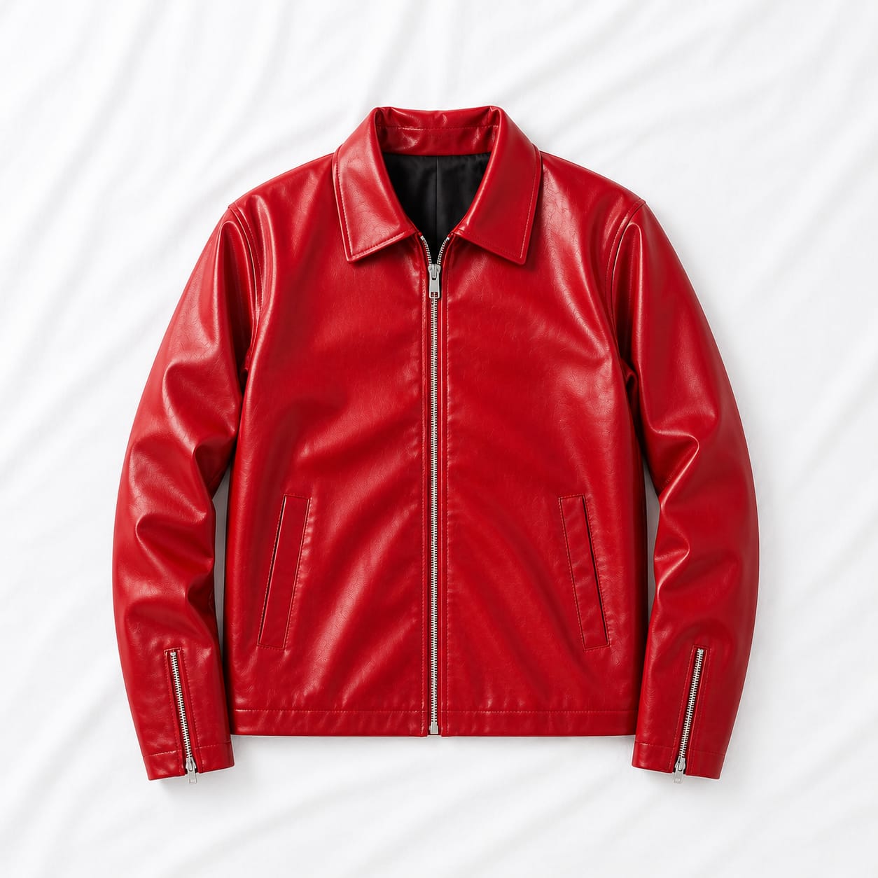 Urban Rebel Boxy Cropped Leather Jacket | Premium Unisex Streetwear (RED)