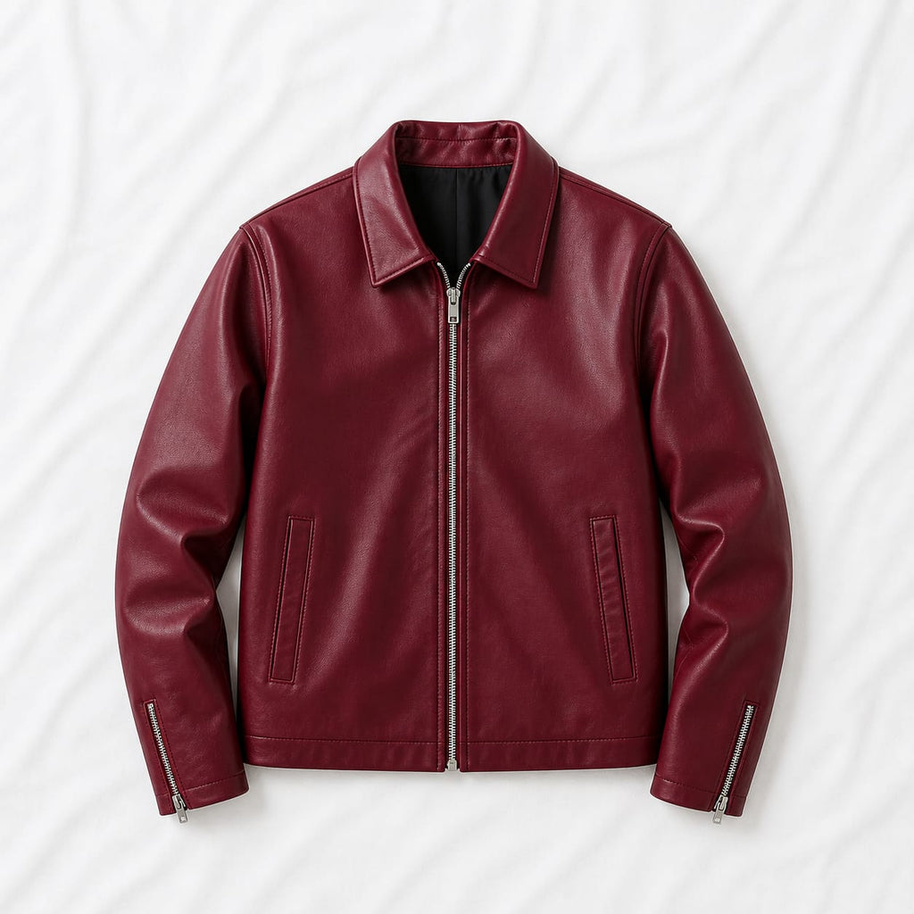 URBON Crimson Edge Leather Jacket(Burgundy)