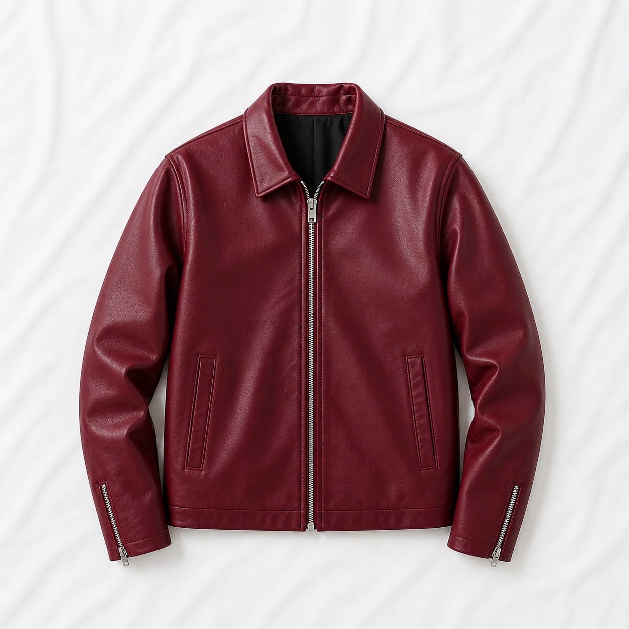 URBON Crimson Edge Leather Jacket(Burgundy)