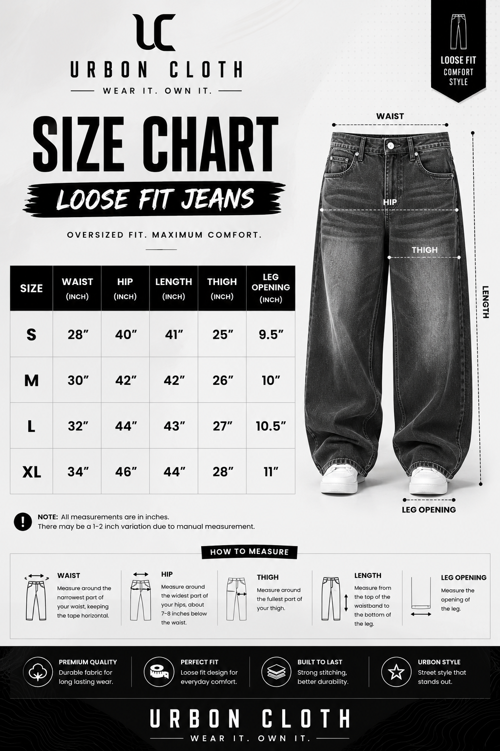 🌟 URBON CLOTH Streetwear Loose Fit Denim Jeans