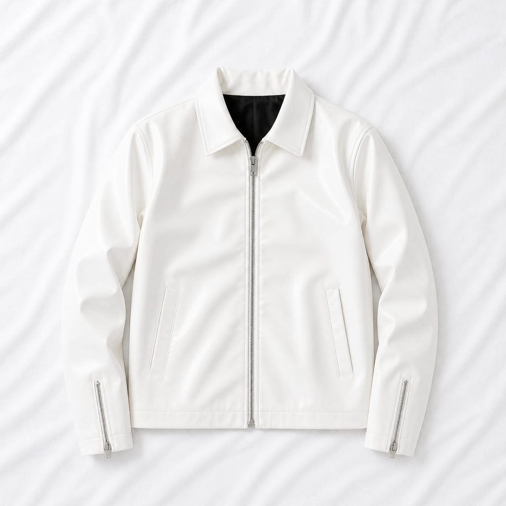 Urban Rebel Boxy Cropped Leather Jacket | Premium Unisex Streetwear (WHITE)