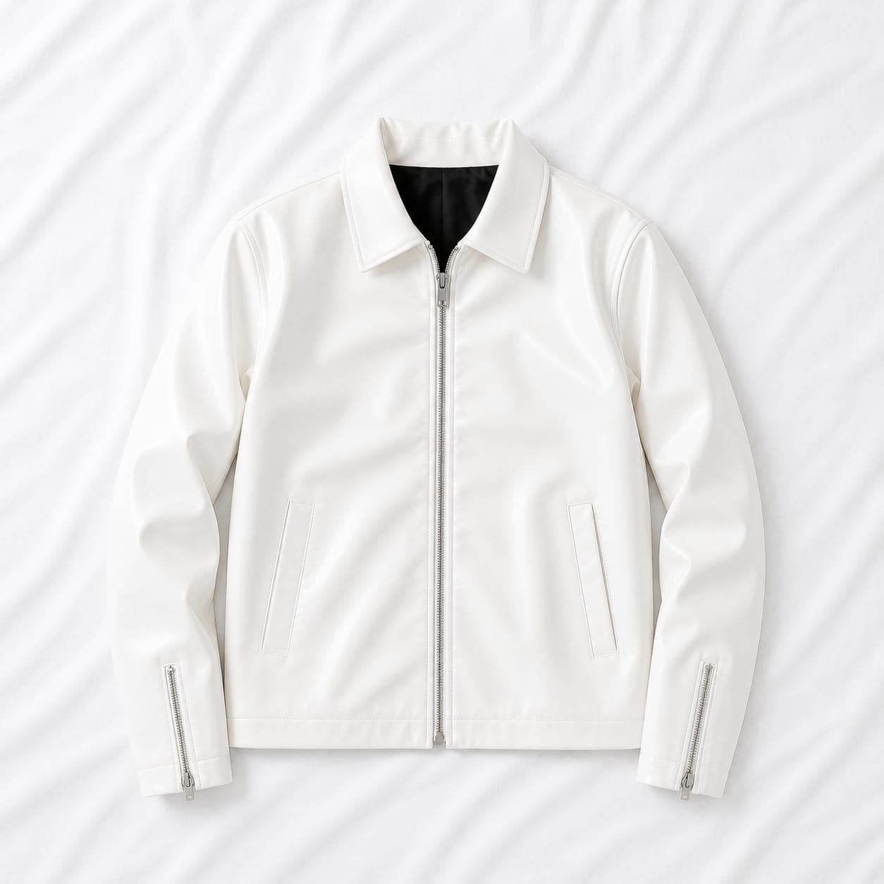 Urban Rebel Boxy Cropped Leather Jacket | Premium Unisex Streetwear (WHITE)